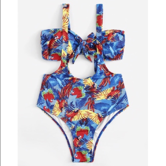 Other - Tropical suspender style high leg swimsuit